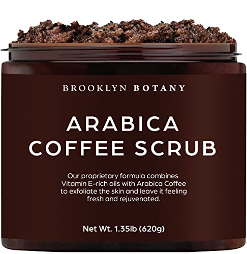 Brooklyn Botany Arabica Coffee Body Scrub - Moisturizing and Exfoliating Body, Face, Hand, Foot Scrub - Fights Stretch Marks, Fine Lines, Wrinkles - Great Gifts for Women & Men - 1.35lb