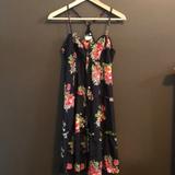 American Eagle Outfitters Dresses | American Eagle Black Floral Midi Dress | Color: Black/Pink | Size: 4