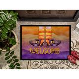 The Holiday Aisle® Eila Welcome Witches Feet Non-Slip Outdoor Door Mat Synthetics in White | Rectangle 2' x 3' | Wayfair