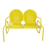 Northlight Seasonal 2-Person Outdoor Retro Metal Tulip Double Glider Patio Chair Plastic in Yellow | 32 H x 47 W x 33.5 D in | Wayfair