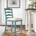 Kelly Clarkson Home Yolanda Ladder Back Counter/Bar Stool Wood/Upholstered in Blue | 39.5 H x 19.75 W x 22.75 D in | Wayfair