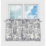 Darby Home Co Amelie Toile Cotton Tailored Cafe Curtain 100% Cotton in White/Blue | 36 H x 68 W x 1.5 D in | Wayfair