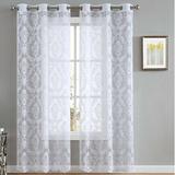 House of Hampton® Peebles Floral Semi-Sheer Curtain Panels Polyester in White/Brown | 108 H in | Wayfair CE989C26DE4D43B78C6E0BA181F80AD5