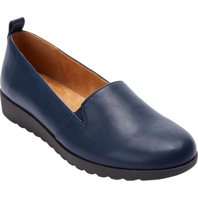 Wide Width Women's The June Slip On Flat by Comfortview in Navy (Size 11 W)