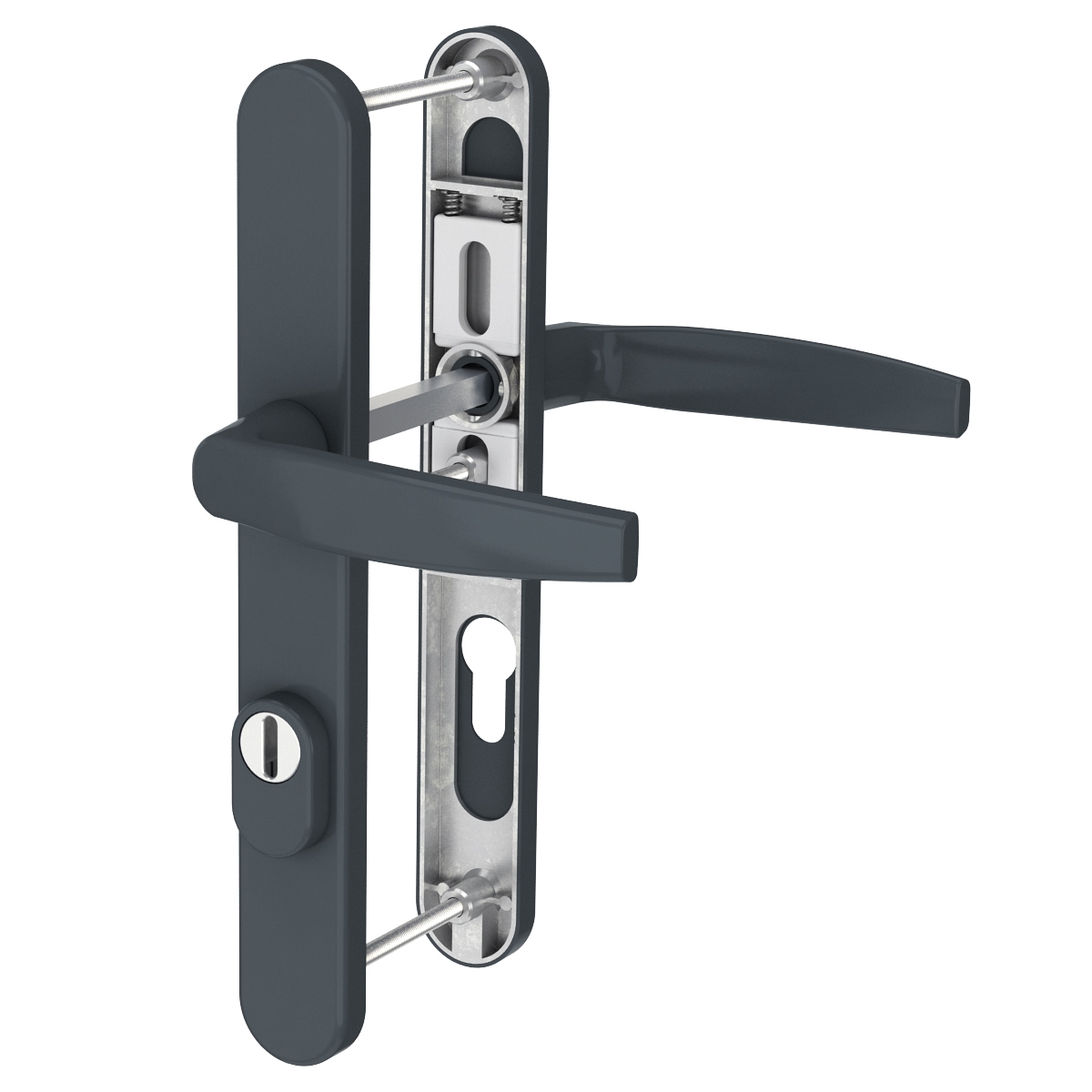 MS Beschläge Schmalrahmengarnitur 92mm Anthrazit Kernziehschutz PZ Drücker/Drücker TS 71-86mm Image