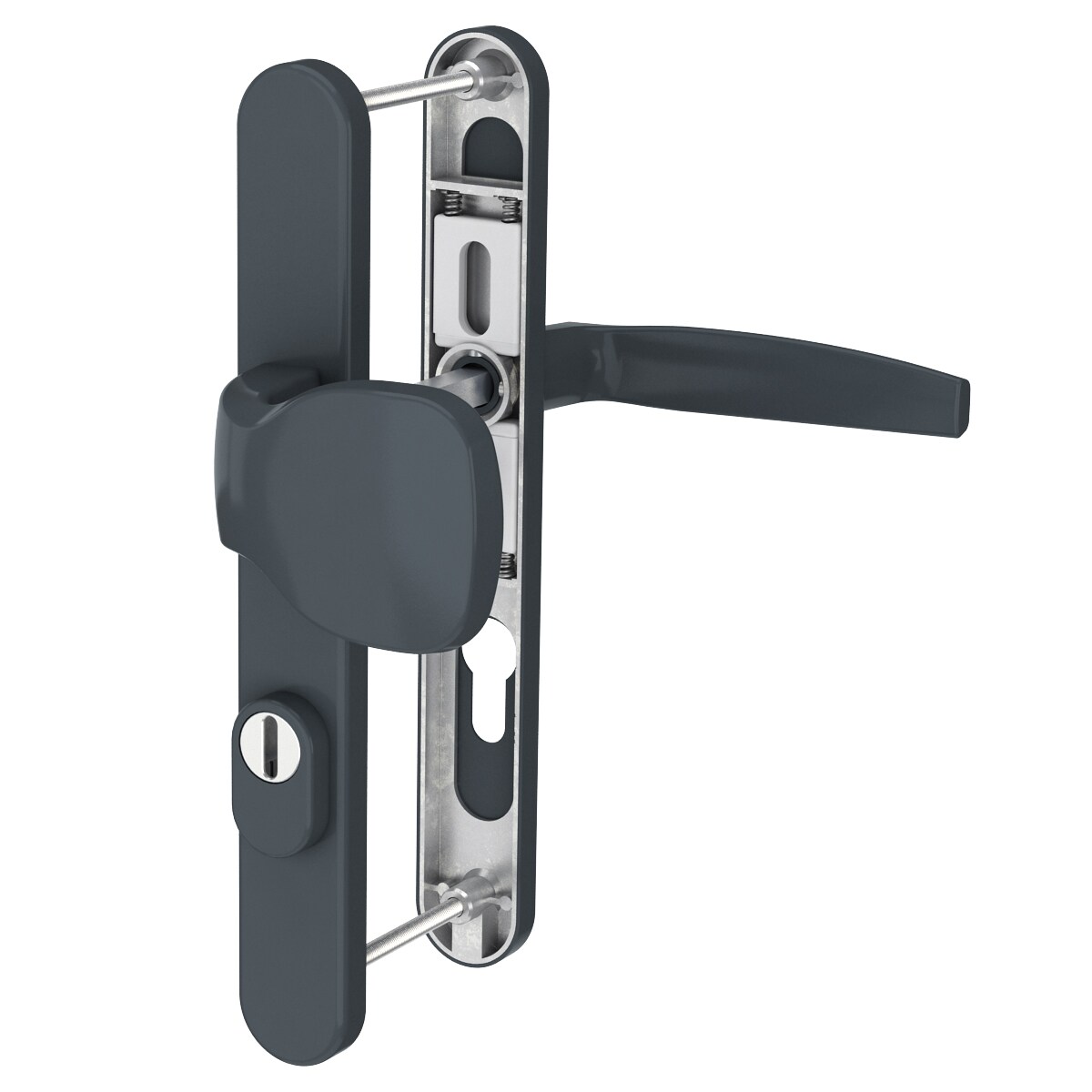 MS Beschläge Schmalrahmengarnitur 92mm Anthrazit Kernziehschutz PZ Knopf/Drücker TS 87-102mm Image