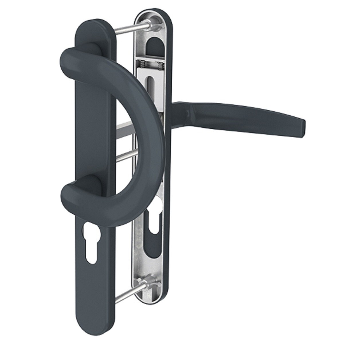 MS Beschläge Schmalrahmengarnitur 92mm Anthrazit RAL7016 PZ Bügelgriff/Drücker TS 87-102mm Image