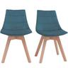 Chaises scandinaves en tissu velours bleu pétrole et bois clair (lot de 2) MATILDE