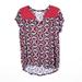 Anthropologie Tops | Anthro Porridge Short Sleeve V-Neck Top W/ Buttons | Color: Blue/Red | Size: M