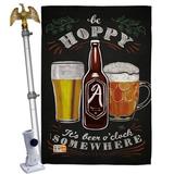 Breeze Decor Hoopy Beer O'Clock - Impressions Decorative 2-Sided Polyester 40 x 28 in. Flag Set in Black | 40 H x 28 W x 4 D in | Wayfair