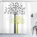 Winston Porter Yucatan Mother Nature Theme Trees w/ Leaves Pattern Decorations For Home Single Shower Curtain in White | 70 H x 69 W in | Wayfair