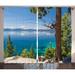 East Urban Home Lake House Panoramic Perspective from East Shore w/ Pine Trees & Reflections Graphic Print | 63 H in | Wayfair