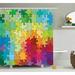 Ebern Designs Angelica Abstract Colorful Puzzle Pieces Fractal Children Hobby Activity Leisure Toys Cartoon Image Single Shower Curtain | Wayfair