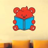 Zoomie Kids Reading Baby Bear Happy Adorable Cartoon Wall Decal Vinyl in Blue/Red | 30 H x 27 W in | Wayfair 5C1EE52B4132453BB952DD4A4AD28195