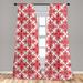 East Urban Home Red 2 Panel Curtain Set, Western Style Floral Scroll Motif Swirled Lines Antique Royal Ornament w/ Framework | 95 H in | Wayfair