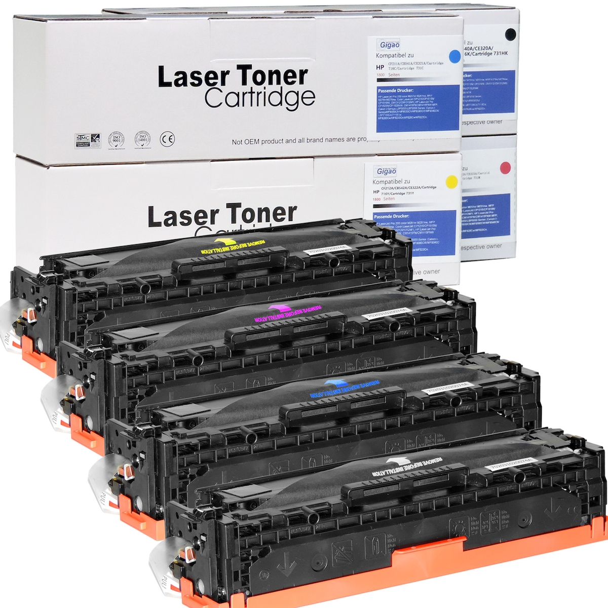 Kompatibel HP CF210X, CF211A, CF213A, CF212A Sparset 4 Toner alle Farben von D&C Image