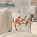 Bay Isle Home™ Morning Birds Outdoor Square Pillow Cover & Insert Polyester/Polyfill blend in Orange | 20 H x 20 W x 7 D in | Wayfair