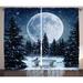 East Urban Home Winter Decorations Dreamy Winter Night w/ a Big Full Moon & Stars Lights the Darkness Graphic Print | 96 H in | Wayfair