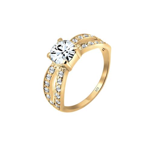Elli – Elli Ring Solitär Glamourös Kristall 925 Silber Ringe Damen