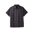 Men's Big & Tall Short Sleeve Printed Check Sport Shirt by KingSize in Dark Purple Check (Size 7XL)