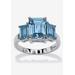 Women's Sterling Silver 3 Square Simulated Birthstone Ring by PalmBeach Jewelry in March (Size 9)