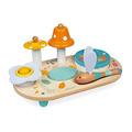 Janod - Pure Wooden Musical Table - Wooden Musical Early Learning Toy - with Cymbal, Bell and Removable Tambourine - Water Based Paint - from 3 Years Old, J05164