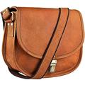 URBAN LEATHER Shoulder Saddle Bags for Young Women & Girls - Vintage Brown Crossbody Satchel Bag Genuine Handmade Leather Purse for Ladies - Travel Tote Diaper Handbags