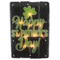 Northlight Seasonal 17" Lighted Happy St.Patrick's Day Window Silhouette Decoration Glass, Wood in Black/Green | 17 H x 1 W x 11.5 D in | Wayfair