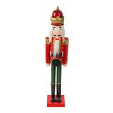 Northlight Seasonal 35.5" Red & Green Velvet Wooden Christmas Nutcracker King Wood in Brown | 35.75 H x 6.75 W x 6.75 D in | Wayfair 32633509