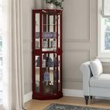 Andover Mills™ Schmidt Wood/Glass Lighted Corner Curio Cabinet 72" H Wood/Glass in Brown | 72 H x 26 W x 19.5 D in | Wayfair