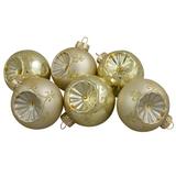 Northlight Seasonal 6ct Gold 2-Finish Retro Reflector Glass Christmas Ball Ornaments 2.75" (70mm) Glass in Gray/Yellow | Wayfair NORTHLIGHT WY27596