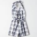 American Eagle Outfitters Pants & Jumpsuits | American Eagle Plaid Romper | Color: Blue/White | Size: S