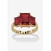 Women's Yellow Gold-Plated Simulated Emerald Cut Birthstone Ring by PalmBeach Jewelry in January (Size 5)