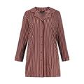 Ulla Popken Womenswear Plus Size Curvy Oversize Regency Stripe Button Front Stretch Knit Sleep Shirt Bordeaux Red Stripe 24/26 749245 54-50+