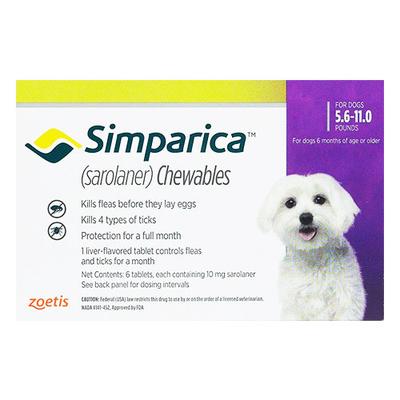 45% Off Simparica For Dogs 5.6-11 Lbs (Purple) 3 Doses