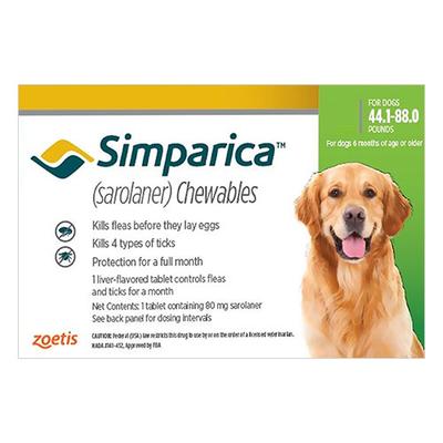 45% Off Simparica For Dogs 44.1-88 Lbs (Green) 3 D...