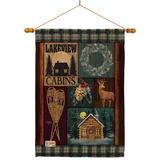 Breeze Decor Winter Lakeview Cabins 2-Sided Polyester 40 x 28 in. Flag Set in Black/Brown | 40 H x 28 W x 1 D in | Wayfair