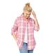 Plus Size Women's Plaid Flannel Shirt by ellos in Dusty Pink Plaid (Size 2X)
