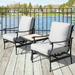 Red Barrel Studio® Klothilde Outdoor Rocking Metal Chair w/ Cushions in Gray/White/Indigo | 32.7 H x 26.2 W x 29.3 D in | Wayfair