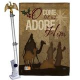 Breeze Decor Let Us Adore Him 2-Sided Polyester 40 x 28 in. Flag set in Brown | 40 H x 28 W x 4 D in | Wayfair BD-NT-HS-114111-IP-BO-02-D-US16-SB