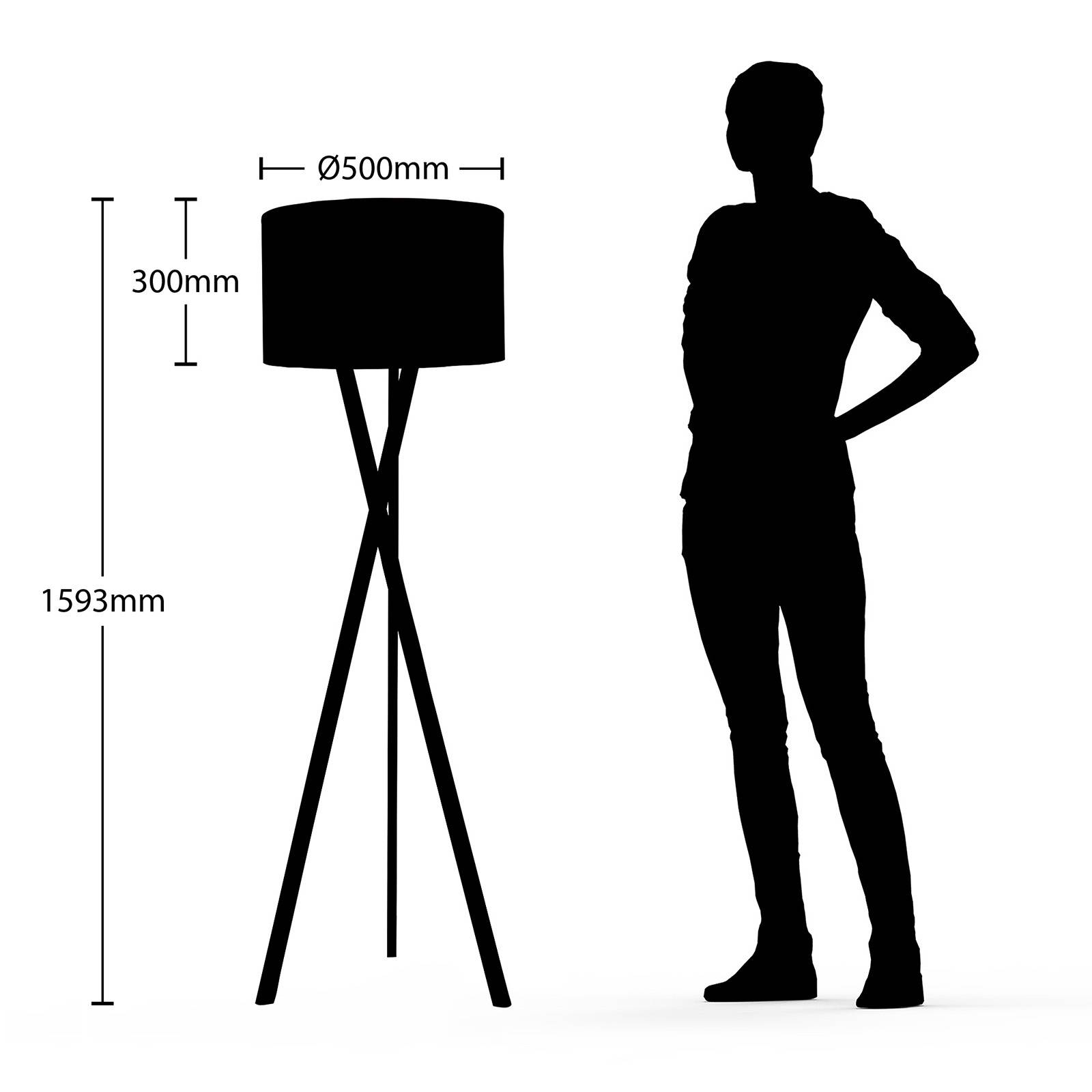 Stehlampe Auriane Lucande, schwarz, für Wohn- / Esszimmer, Textil / Stoff / Seide, Skandinavisch, Stehlampe