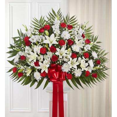 1-800-Flowers Flower Delivery Heartfelt Sympathies Standing Basket - Red & White Xl | Happiness Delivered To Their Door