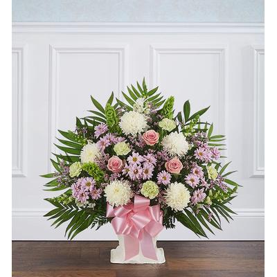 1-800-Flowers Flower Delivery Heartfelt Tribute Floor Basket - Pastel Small | Happiness Delivered To Their Door