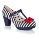 Ruby Shoo Women's Navy Stripe Jazz Mid Heel Mary Jane Shoes UK 4