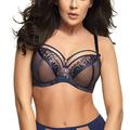 Gorsenia Underwired Lace Non Padded Bra K496 Paradise, Navy Blue,36D