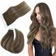 Easyouth Ombre Tape in Human Hair Extensions Brown Balayage Glue in Hair Extensions Remy Real Tape in Hair Extensions Dip Dye Brown Hair 18 Inch 40g 20Pcs