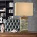 Wade Logan® Darley Table Lamp - Silver & Brushed Brown Finish - Beige Shade Fabric in Brown/White | 32 H x 17 W x 9 D in | Wayfair