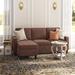 Brown Sectional - Lark Manor™ Aadvik 77.55" Cotton Blend Square Arm Modern Standard Sofa Chaise w/ Reversible Cushions Cotton | Wayfair