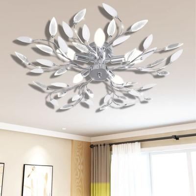 Vidaxl - Deckenlampe transparente weiße Blätterranken mit Acryl-Blättern 5x E14 Image