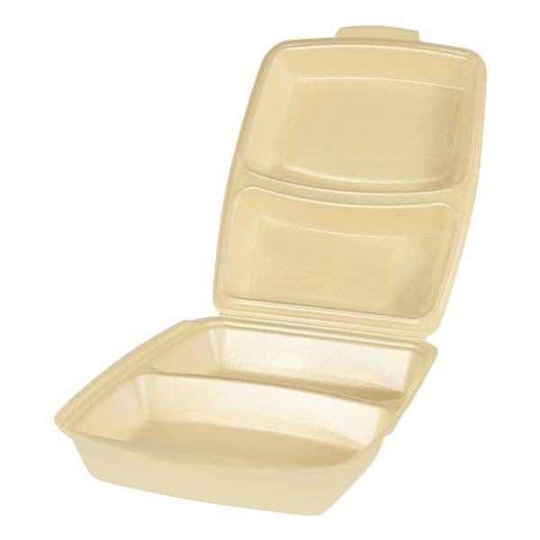 Papstar Einweg-Menüboxen mit Klappdeckeln 2-geteilt, beige, 50 Stück beige, 22.5x7.5x22 cm Image